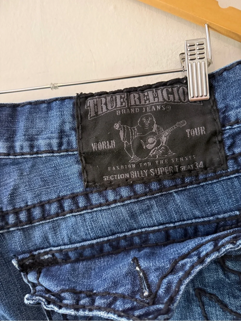 Y2K vintage True Religion Indigo Blue Jeans Billy Super T sz 38